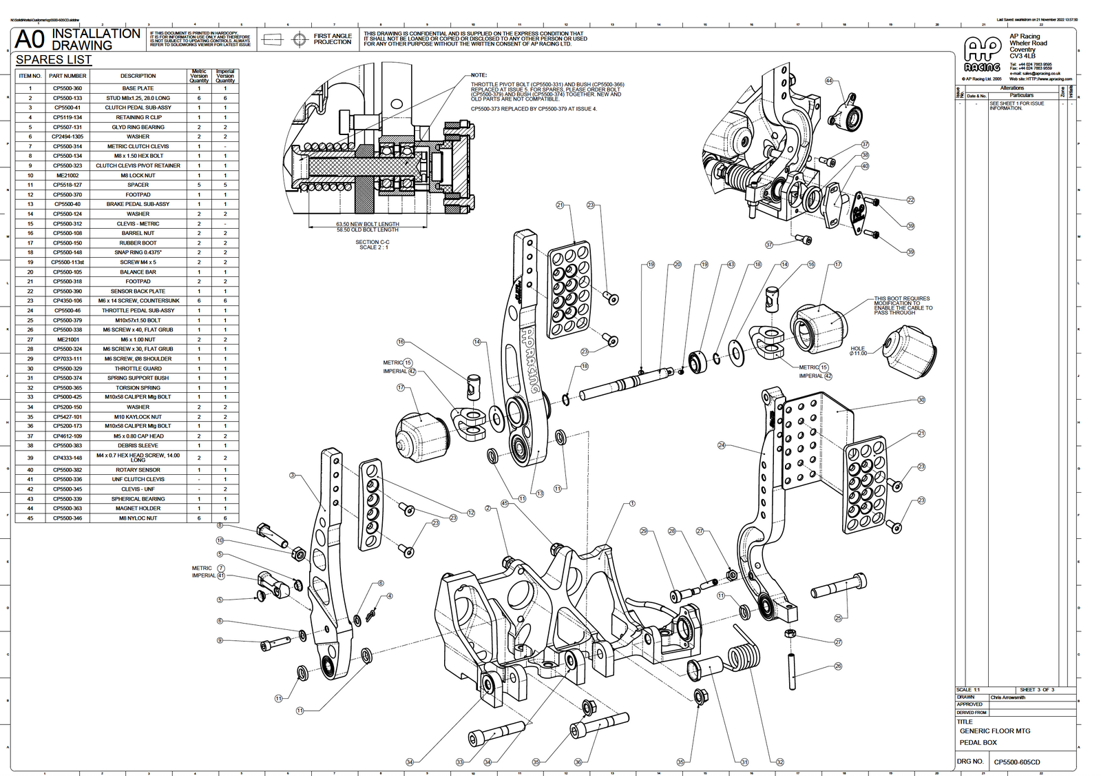 AP Racing CP5500-605 Pedal Box (3 Pedal Option)