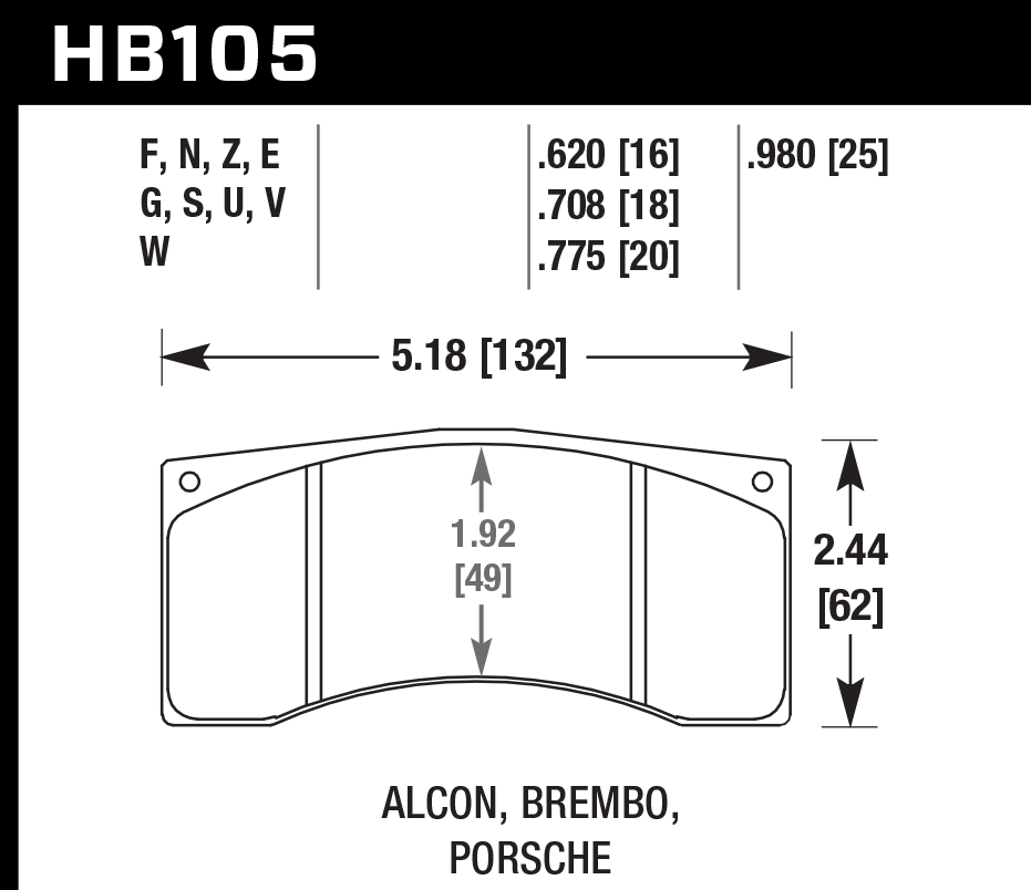 Hawk Brake Pad Set HB105U.980 DTC-70