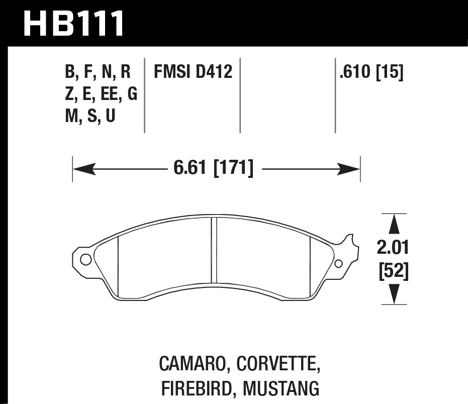 Hawk Brake Pad Set HB111Z.610 Performance Ceramic