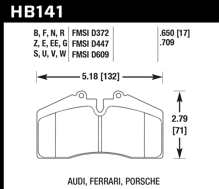 Hawk Brake Pad Set HB141N.650 HP-Plus