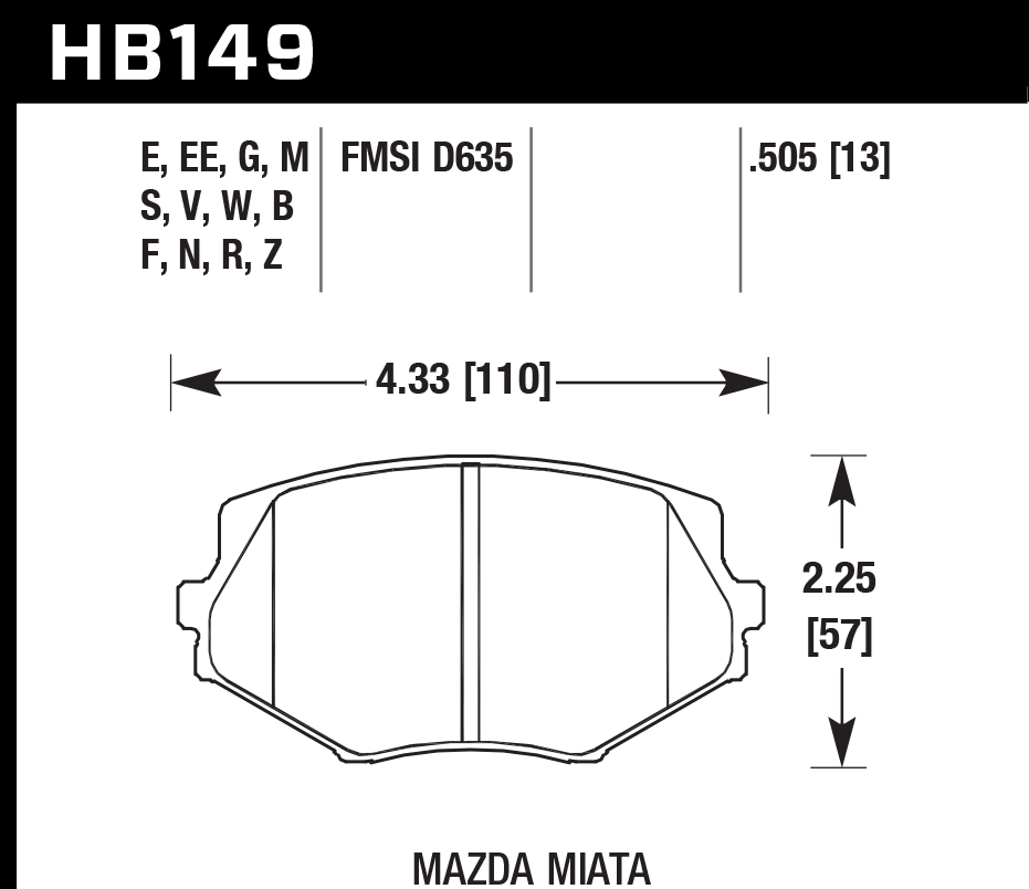 Hawk Brake Pad Set HB149Z.505 Performance Ceramic