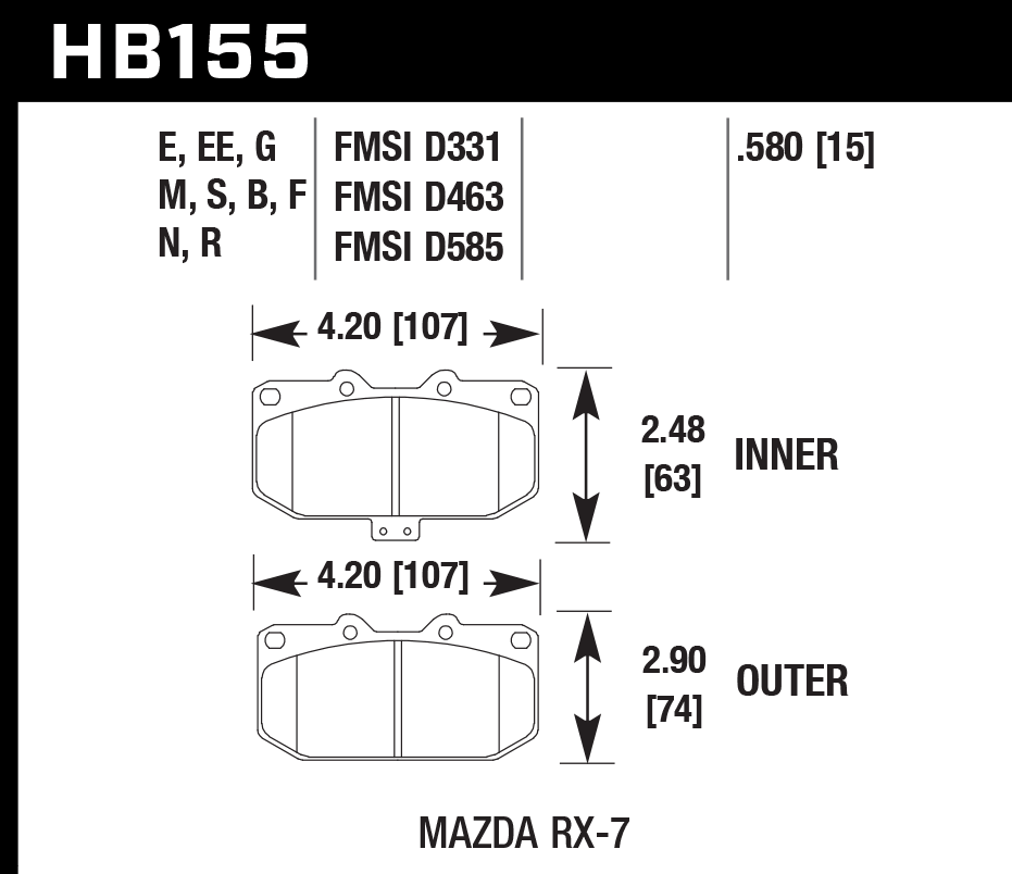 Hawk Brake Pad Set HB155G.580 DTC-60