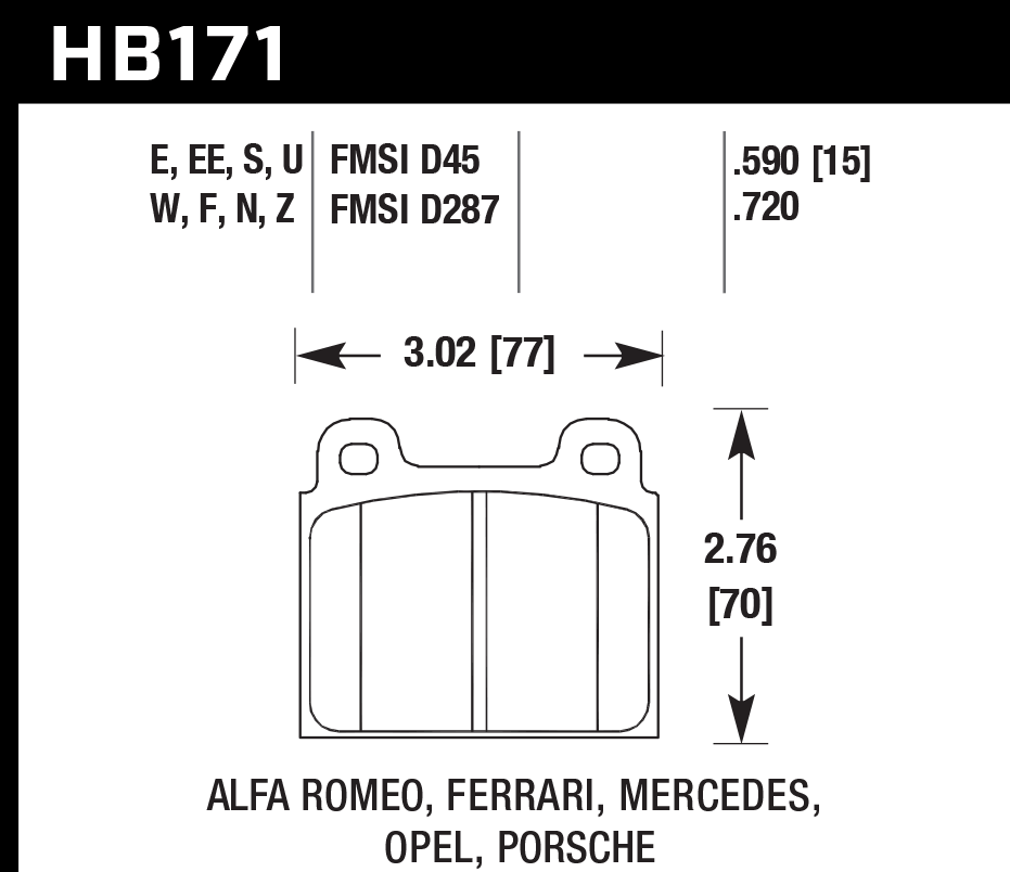 Hawk Brake Pad Set HB171S.590 HT-10