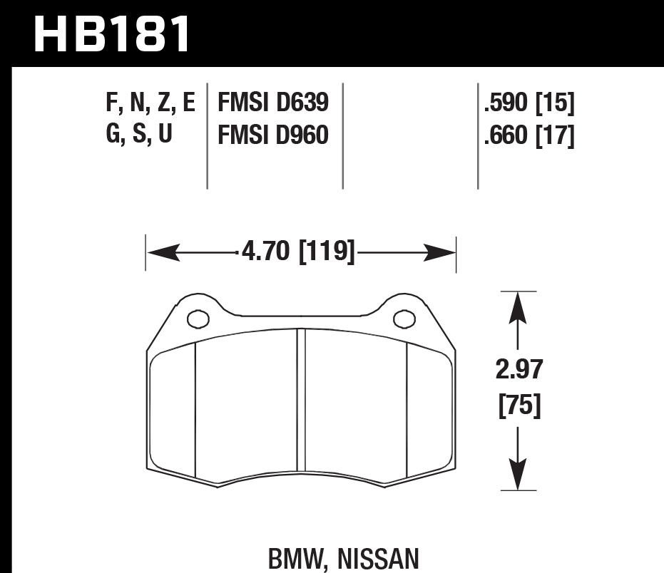 Hawk Brake Pad Set HB181E.660 Blue