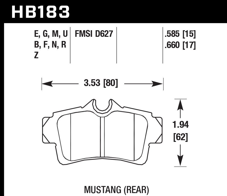 Hawk Brake Pad Set HB183Z.585 Performance Ceramic