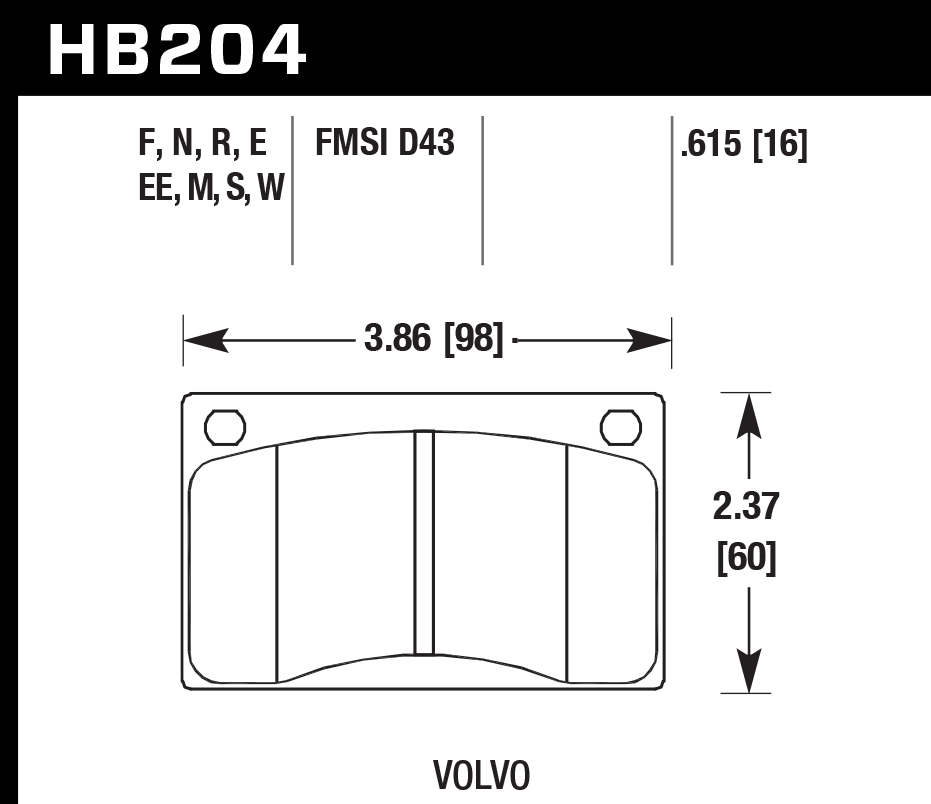 Hawk Brake Pad Set HB204S.615 HT-10