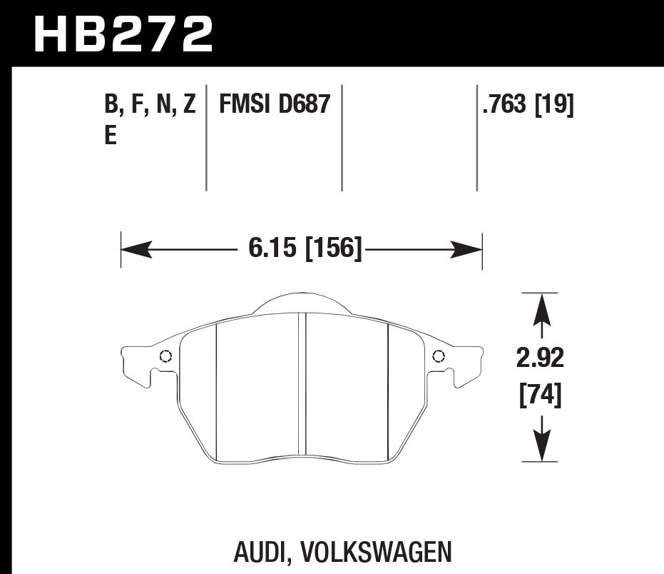 Hawk Brake Pad Set HB272Z.763 Performance Ceramic