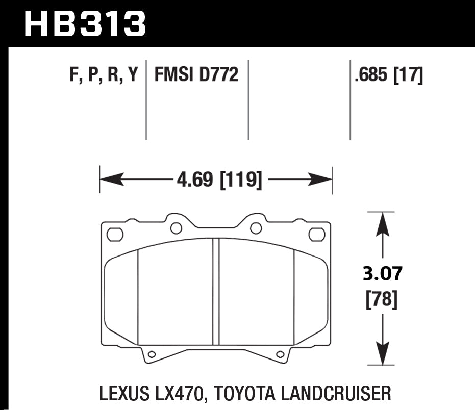 Hawk Brake Pad Set HB313Y.685 LTS