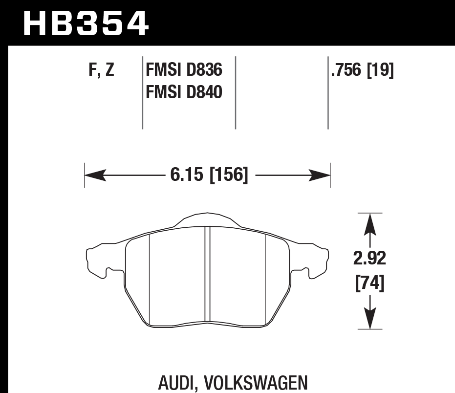 Hawk Brake Pad Set HB354Z.756 Performance Ceramic