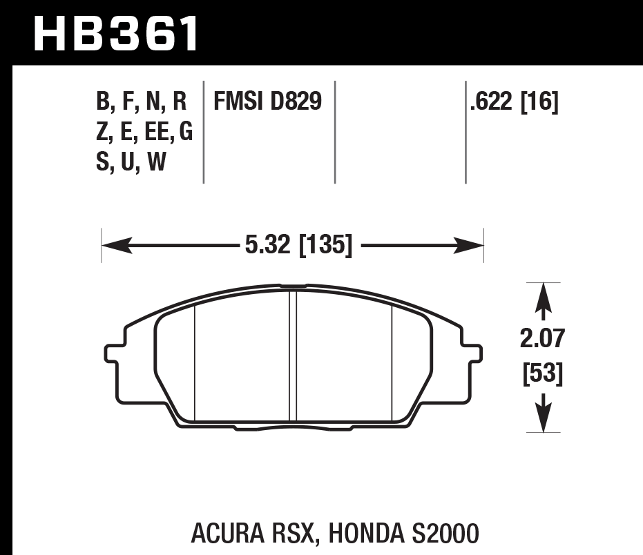 Hawk Brake Pad Set HB361G.622 DTC-60
