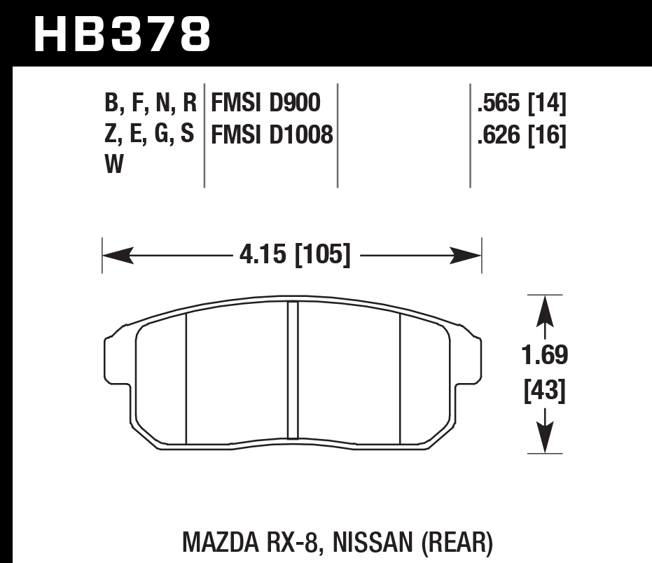 Hawk Brake Pad Set HB378Z.565 Performance Ceramic