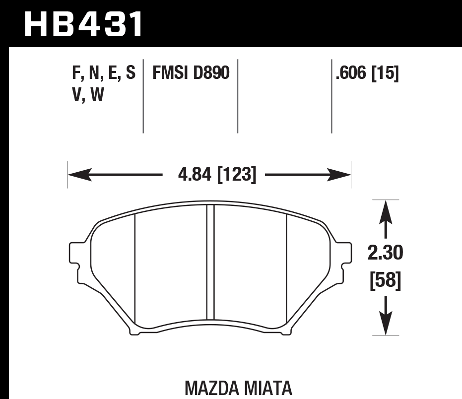 Hawk Brake Pad Set HB431N.606 HP-Plus