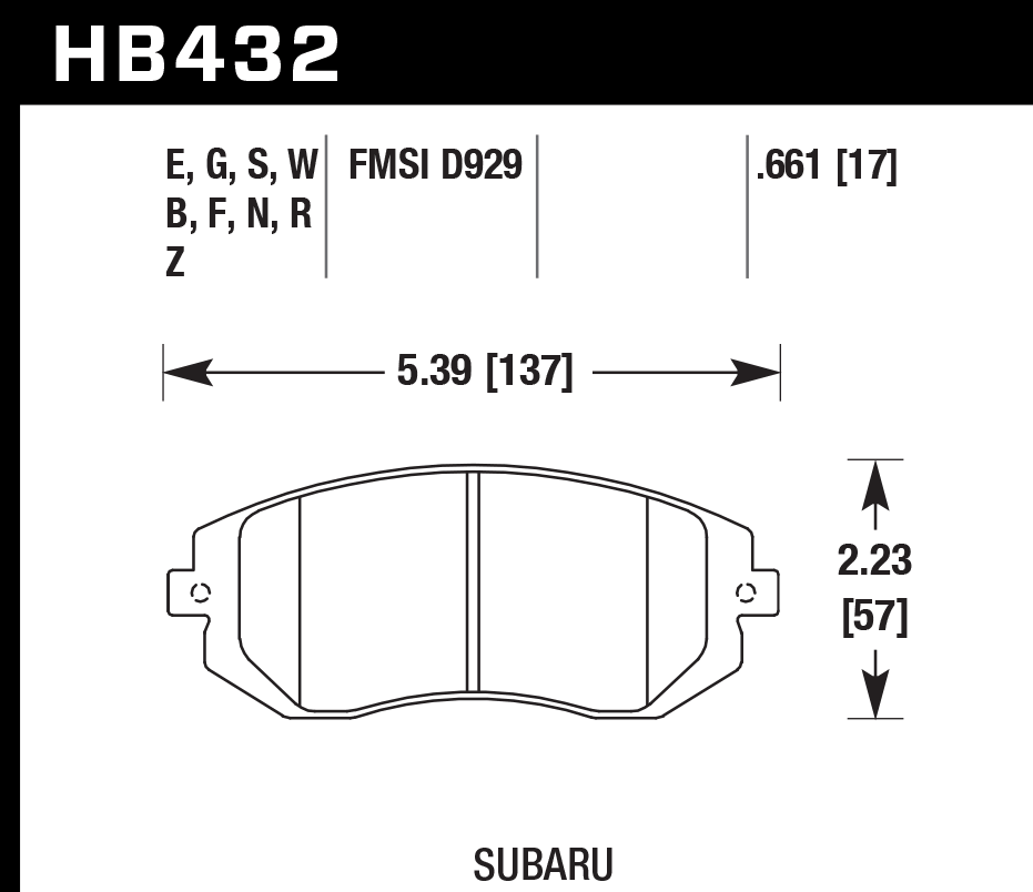 Hawk Brake Pad Set HB432Z.611 Performance Ceramic