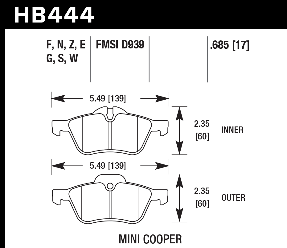 Hawk Brake Pad Set HB444Z.685 Performance Ceramic