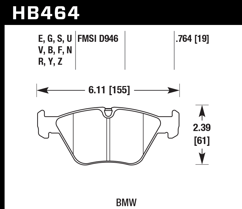 Hawk Brake Pad Set HB474Z.764 Performance Ceramic