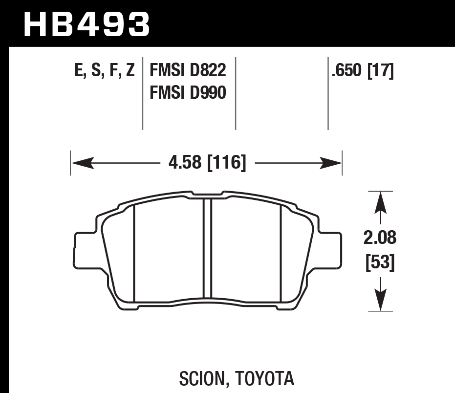 Hawk Brake Pad Set HB493Z.650 Performance Ceramic