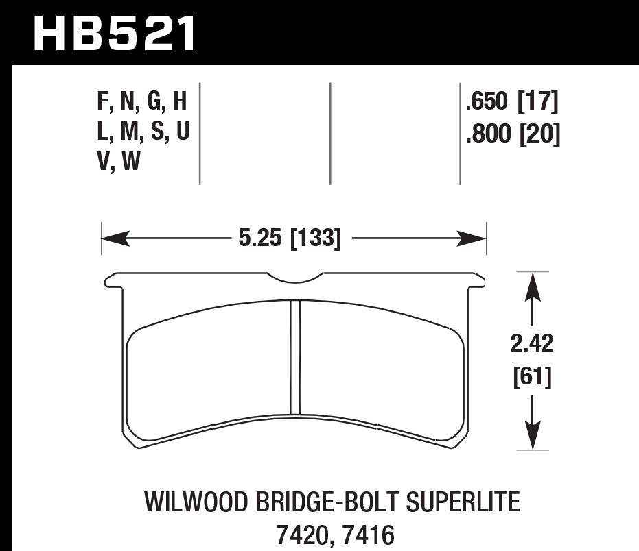 Hawk Brake Pad Set HB521G.800 DTC-60