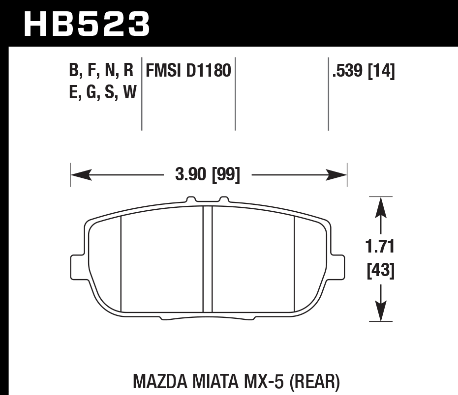 Hawk Brake Pad Set HB523G.539 DTC-60