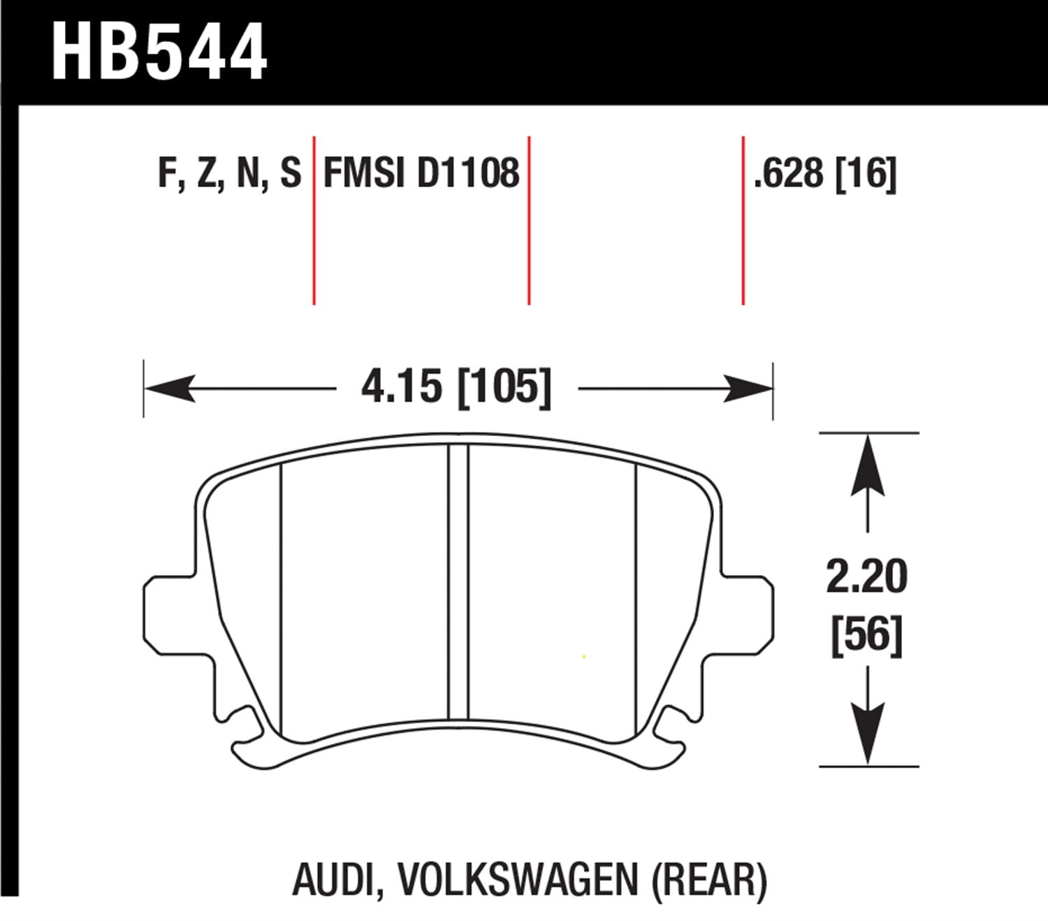 Hawk Brake Pad Set HB544Z.628 Performance Ceramic