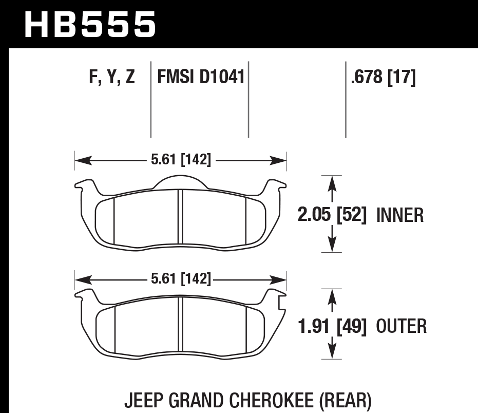 Hawk Brake Pad Set HB555Z.678 Performance Ceramic