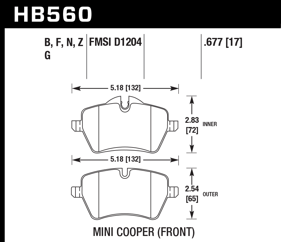 Hawk Brake Pad Set HB560Z.677 Performance Ceramic