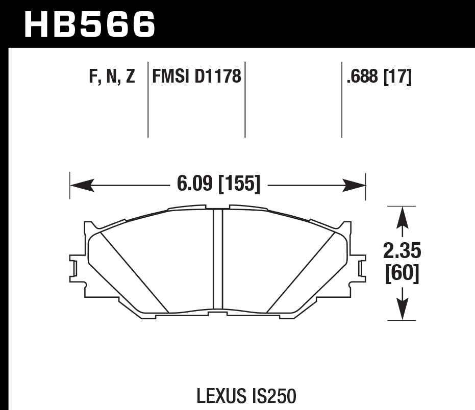 Hawk Brake Pad Set HB566z.688 Performance Ceramic