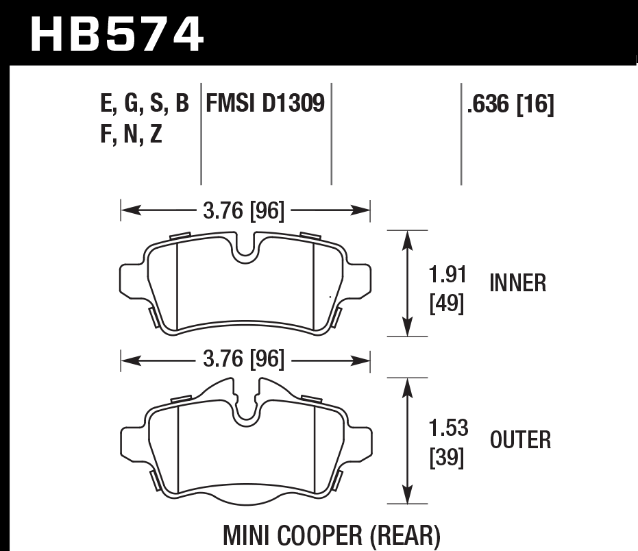 Hawk Brake Pad Set HB574Z.636 Performance Ceramic