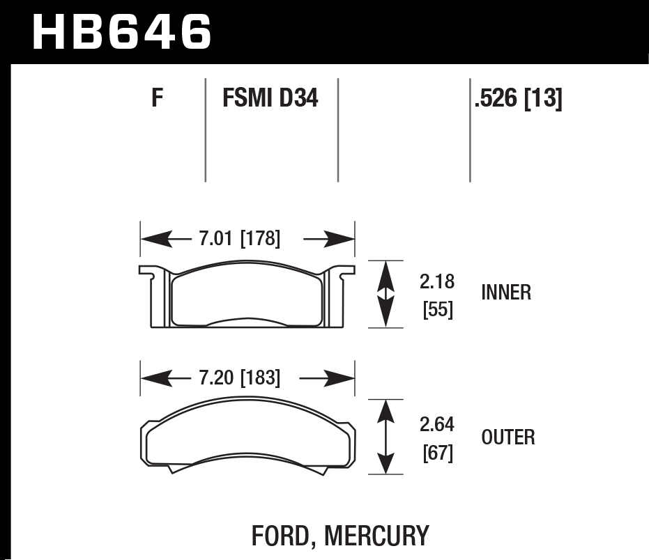 Hawk Brake Pad Set HB646F.526 HPS