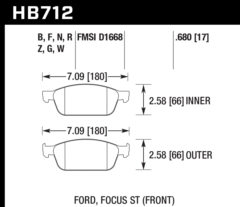 Hawk Brake Pad Set HB712N.680 HP-Plus