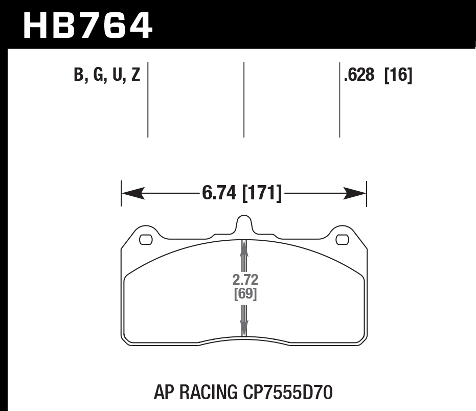 Hawk Brake Pad Set HB764Z.628 Performance Ceramic