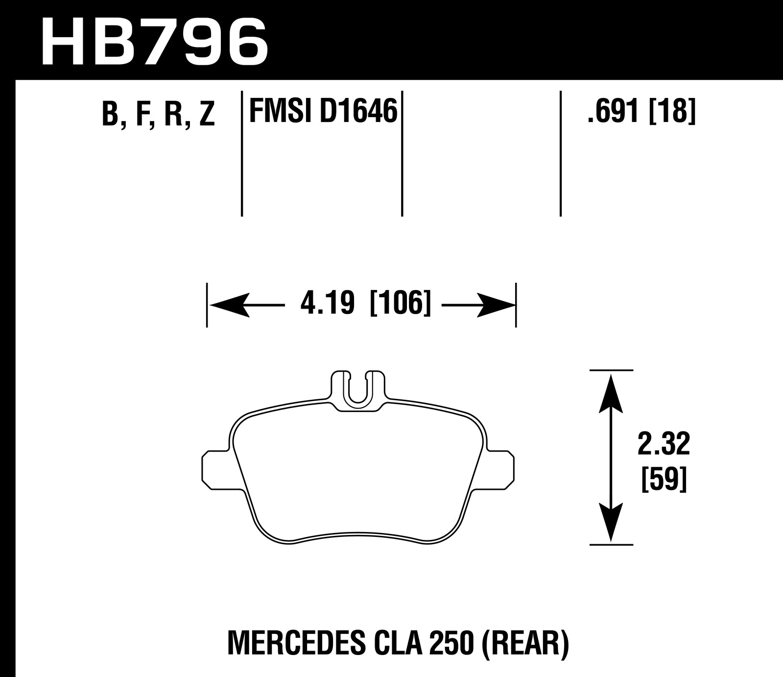 Hawk Brake Pad Set HB796Z.691 Performance Ceramic