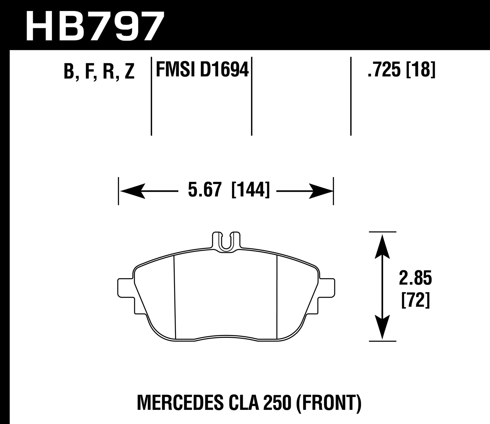 Hawk Brake Pad Set HB797Z.725 Performance Ceramic