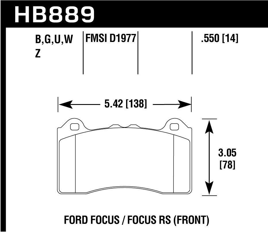 Hawk Brake Pad Set HB889Z.550 Performance Ceramic