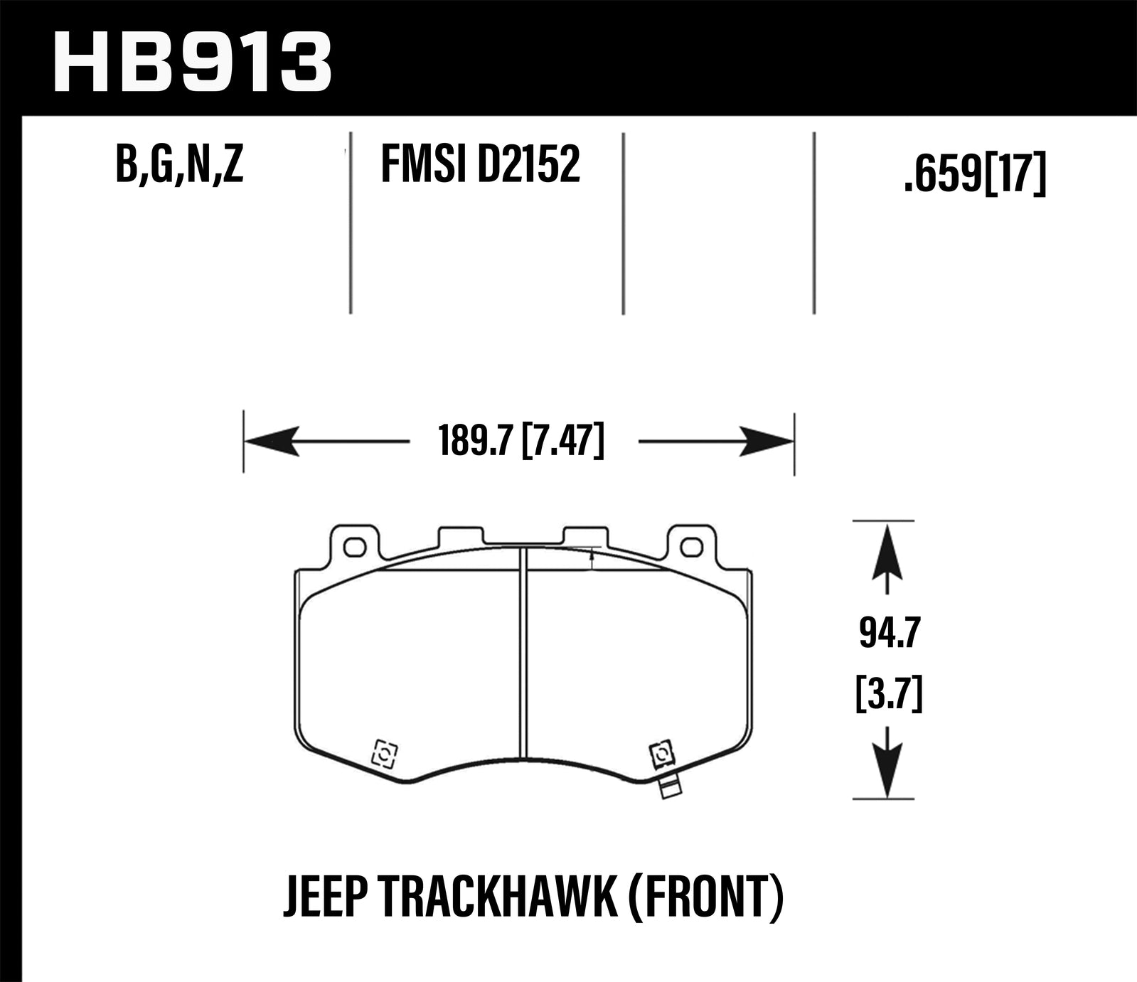 Hawk Brake Pad Set HB913Z.659 Performance Ceramic