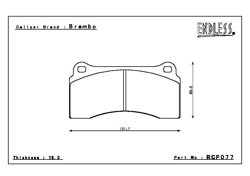 Endless Brake Pad Set RCP077 MX72 16mm