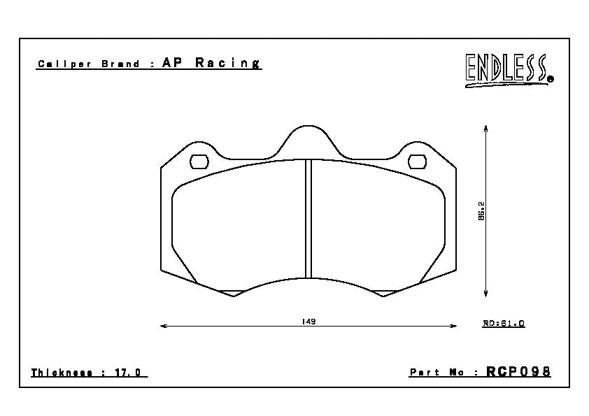 Endless Brake Pad Set RCP098 ME20