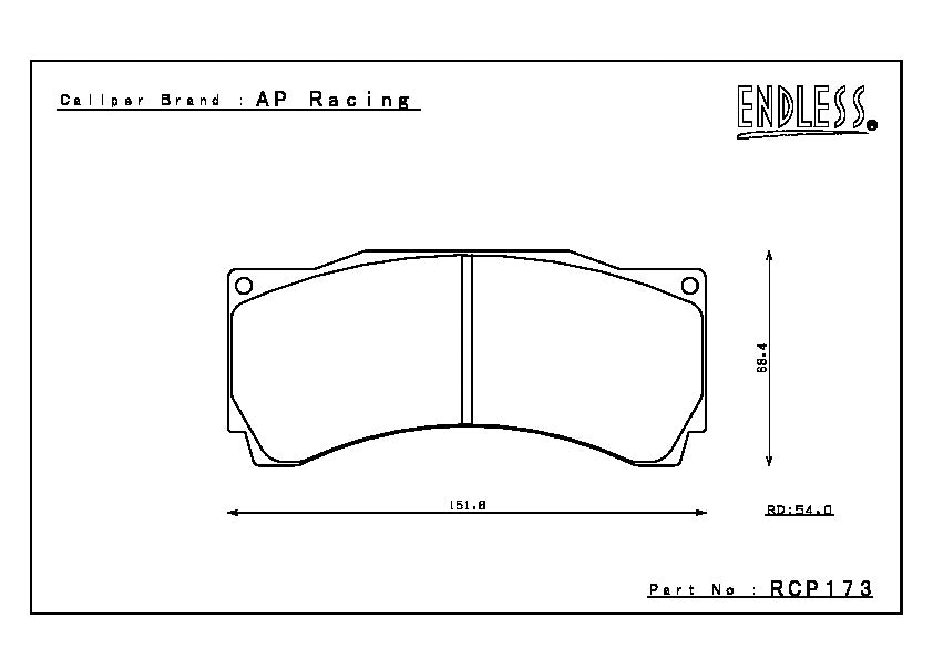 Endless Brake Pad Set RCP173 ME20 18mm