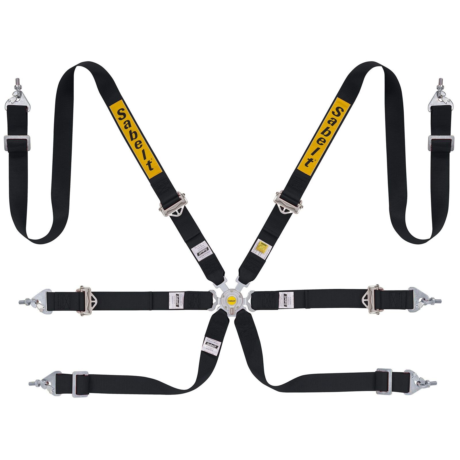 Sabelt 6-Point Alloy Harness – 2" Shoulder / Lap Belts (Pull-Up)
