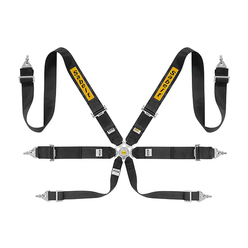 Sabelt 6-Point Steel Harness – 3" Shoulder / Lap Belts (Pull-Up)
