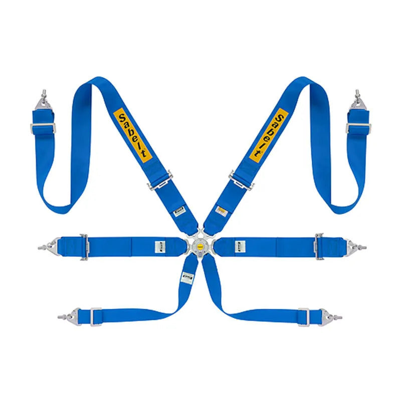 Sabelt 6-Point Steel Harness – 3" Shoulder / Lap Belts (Pull-Up) - BLUE