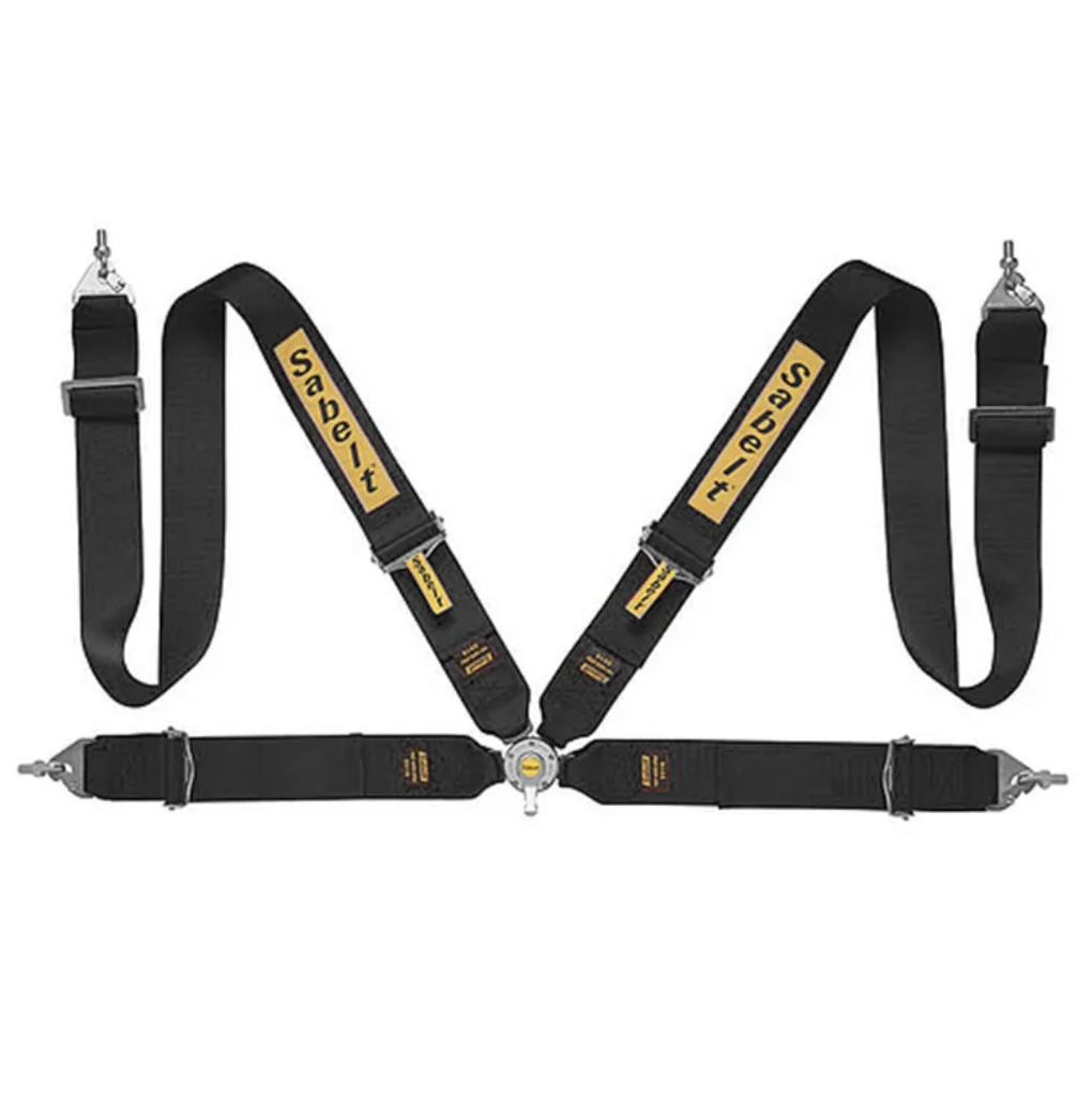 Sabelt 4-Point Steel Harness – 3" Shoulder / Lap Belts (Pull-Up) - BLACK