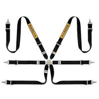 Sabelt 6-Point Harness – 2-Shoulder / Lap Belts – Steel Series (BLACK)