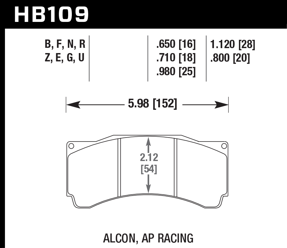 Hawk Brake Pad Set HB109U.980 DTC-70