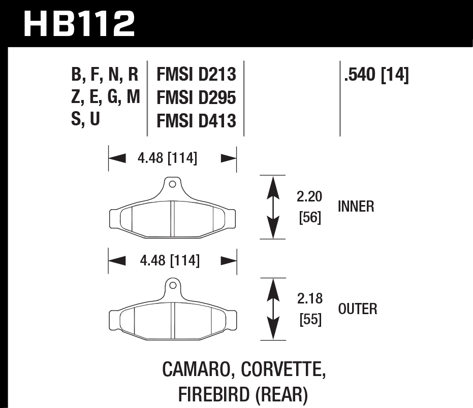 Hawk Brake Pad Set HB112U.540 DTC-70