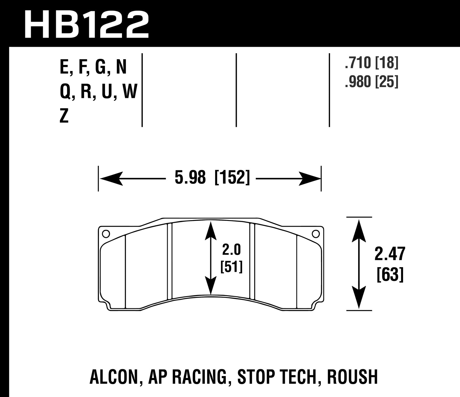 Hawk Brake Pad Set HB122G.710 DTC-60