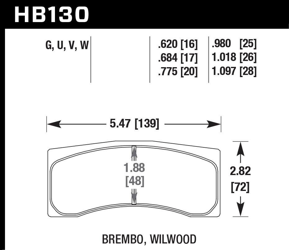 Hawk Brake Pad Set HB130U.980 DTC-70
