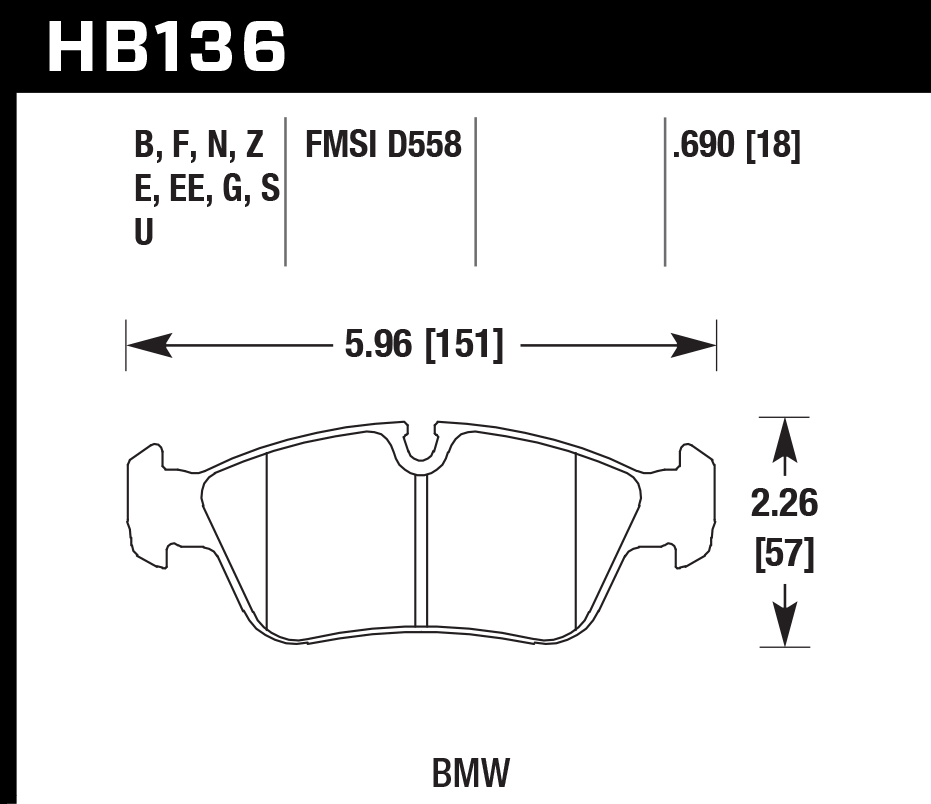 Hawk Brake Pad Set HB136Z.690 Performance Ceramic