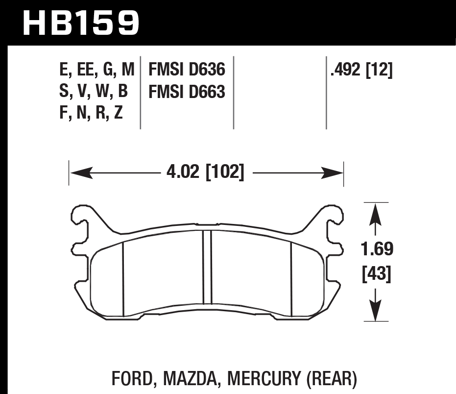 Hawk Brake Pad Set HB159E.492 Blue