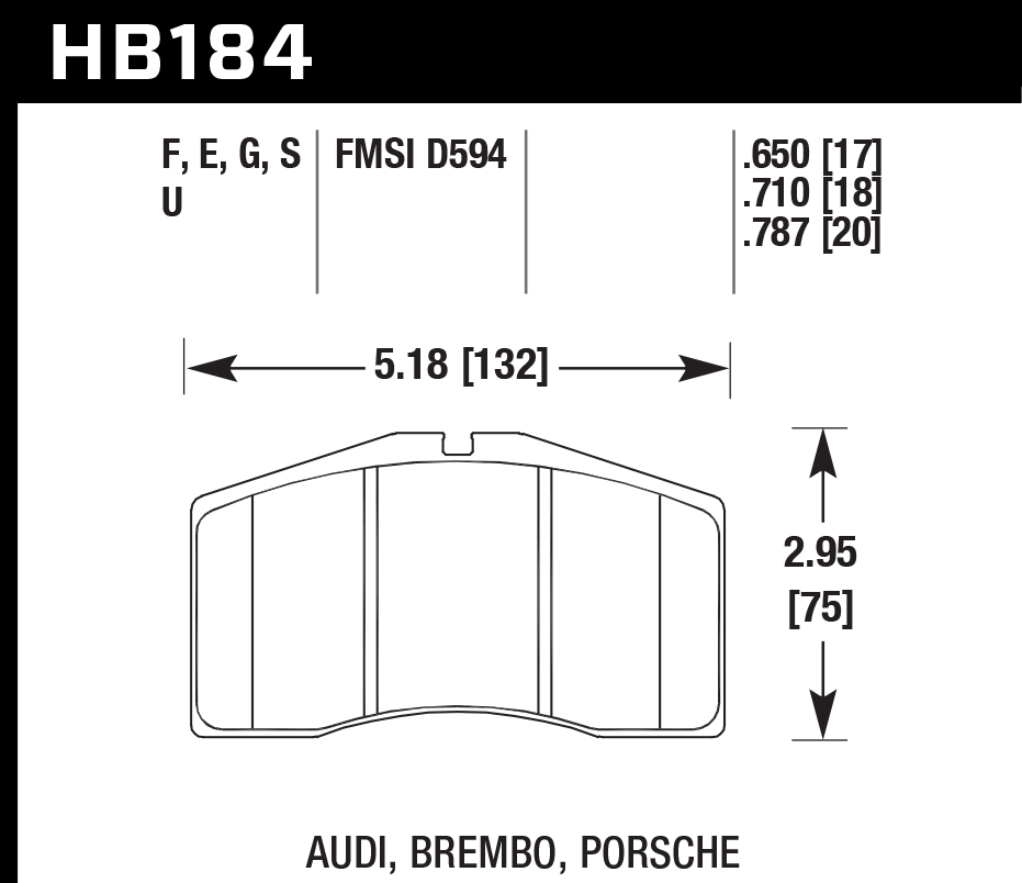 Hawk Brake Pad Set HB184E.650 Blue