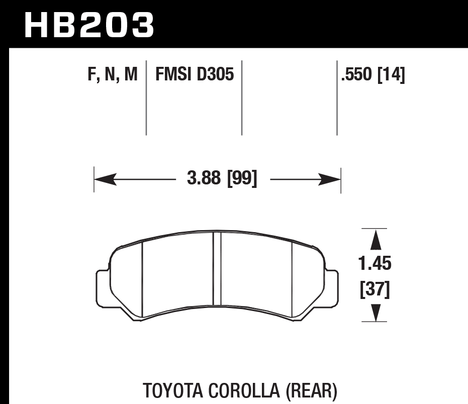 Hawk Brake Pad Set HB203M.550 Black